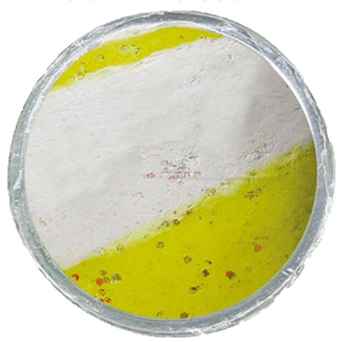 028632167717 - PowerBait med glimmer - SUNSHINE YELLOW / WHITE - GLOW 42% stærkere
Billedet nr.2 er taget med UV-lygte.