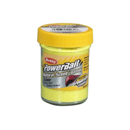 028632551318 - PowerBait med glimmer - SUNSHINE YELLOW med lever