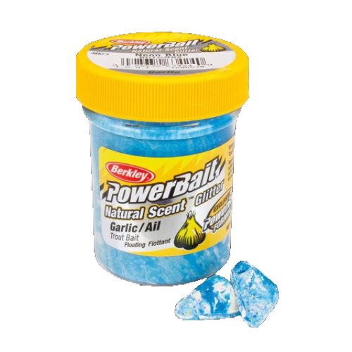 028632634240 - PowerBait med glimmer - NEON BLUE med hvidløg