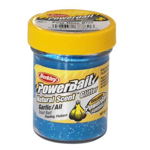 028632687826 - PowerBait med glimmer - PURE NEON BLUE med hvidløg