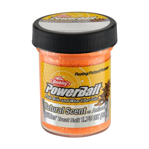 028632927144 - PowerBait med glimmer - FLUORESCENT ORANGE med anis / lakrids