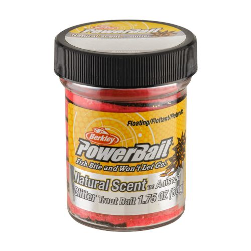 028632927199 - PowerBait med glimmer - BLACK / FLOURESENT RED TWIST med anis / lakrids