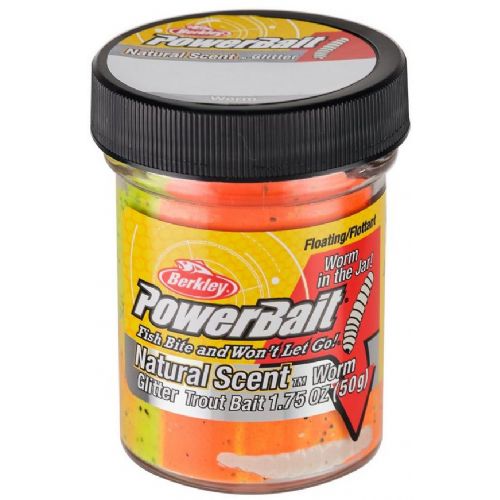 028632927243 - PowerBait med glimmer - TEQUILA FIRE (orange / gul) med orm