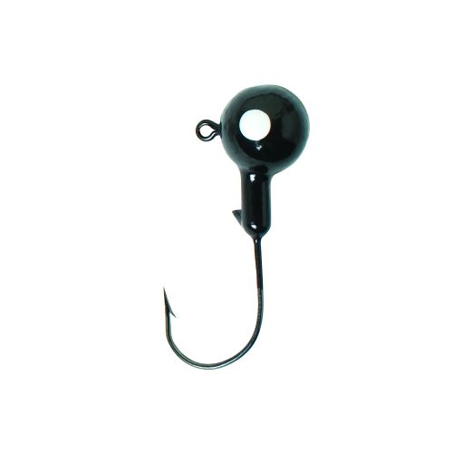 047708728461 - JIGS & LURES - NON-LEAD BLACK SINGLE WHITE EYE BALL HEAD JIG WITH BARB 1/16OZ - Model:NLJB05-116 - BLACK - Enheder per pakke: 5