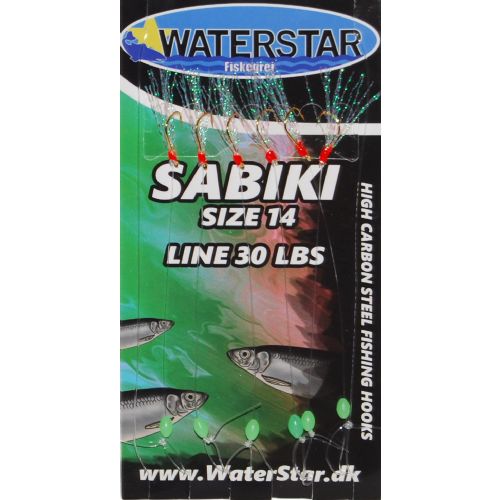 747191995028 - Waterstar Sabiki Rig - Silde forfang - Green flash, Red head - 6 kroge str. 14 - Line: 30 LBS