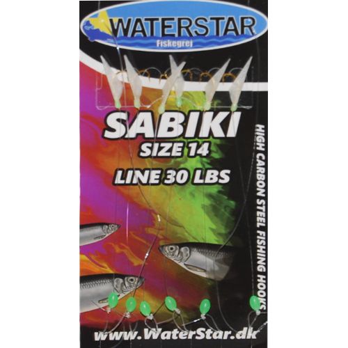 747191995035 - Waterstar Sabiki Rig - Silde forfang - Hvid skel - 6 kroge str. 14 - Line: 30 LBS