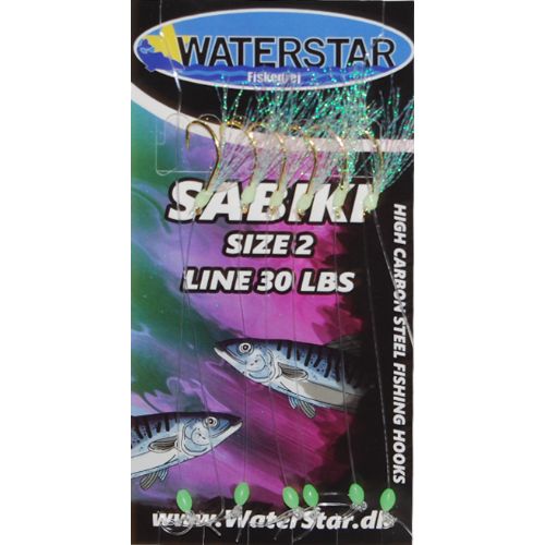 747191995059 - Waterstar Sabiki Rig - Makrel forfang - Green flash - 6 kroge str. 2 - Line: 30 LBS