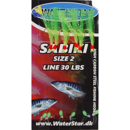 747191995080 - Waterstar Sabiki Rig - Makrel forfang - Yellow flash - 6 kroge str. 2 - Line: 30 LBS